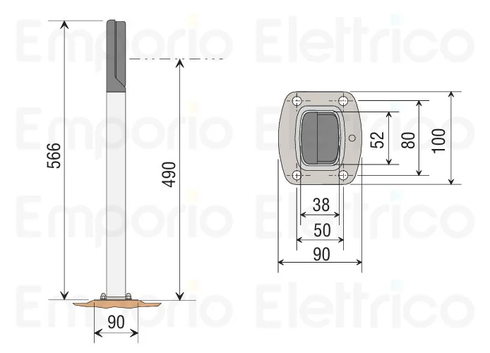 came Standsäule aus schwarz lackiertem Eloxal 0,5 mt 001db-ln db-ln